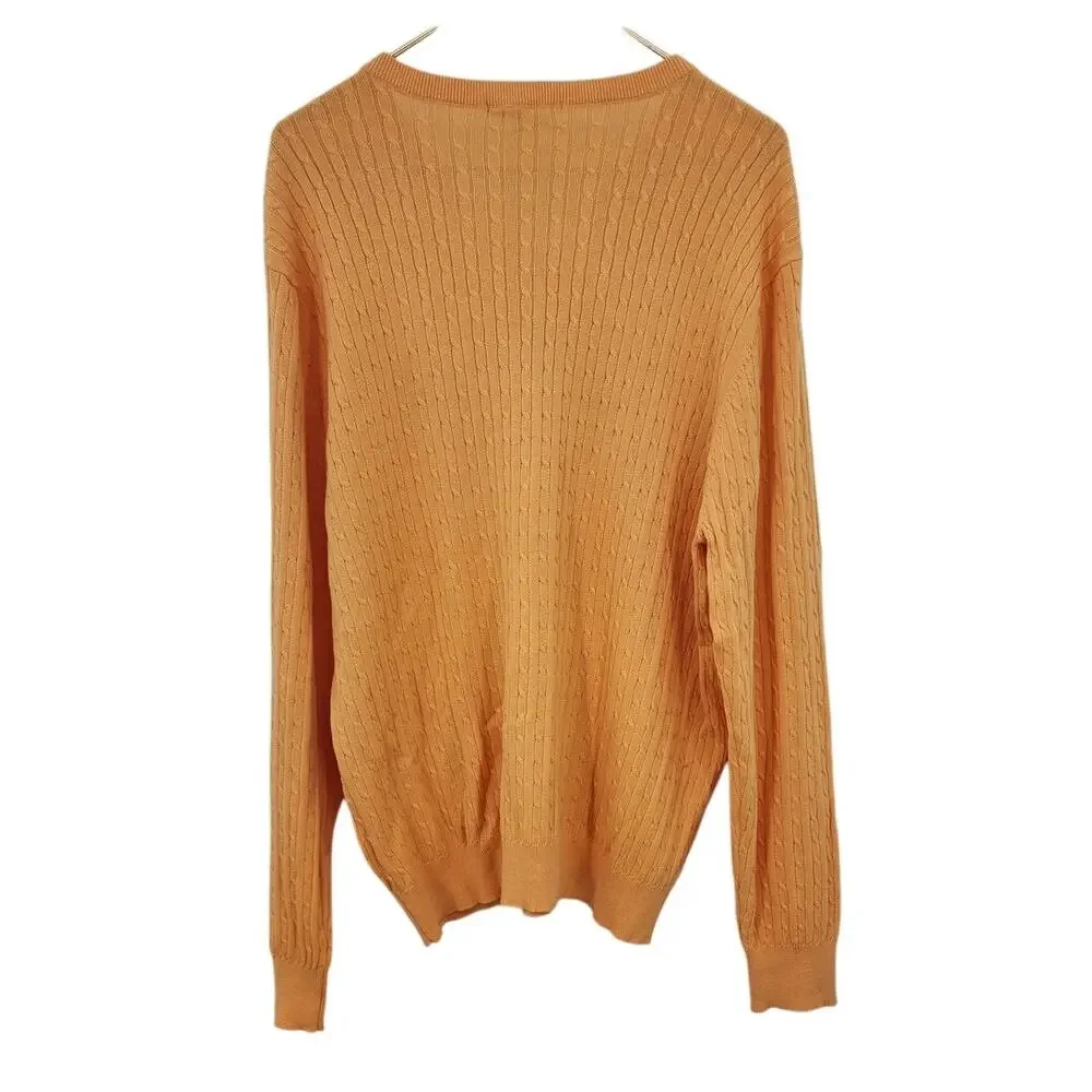 New NWT‎ Southern Tide Cable Knit V- Neck Sweater Size 2XL XXL Brass Screen